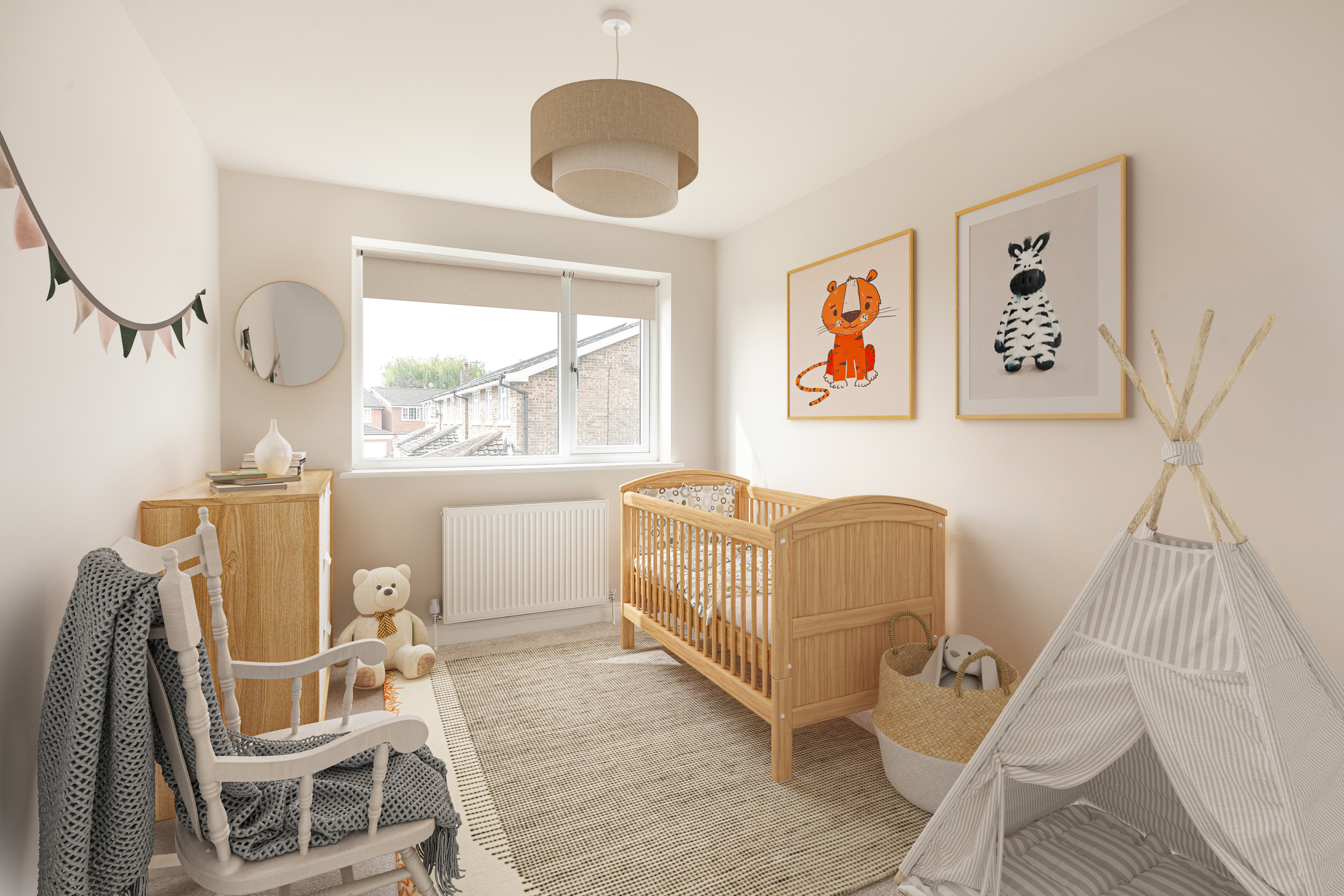 Empty property photography UK living room with natural light and virtual staging