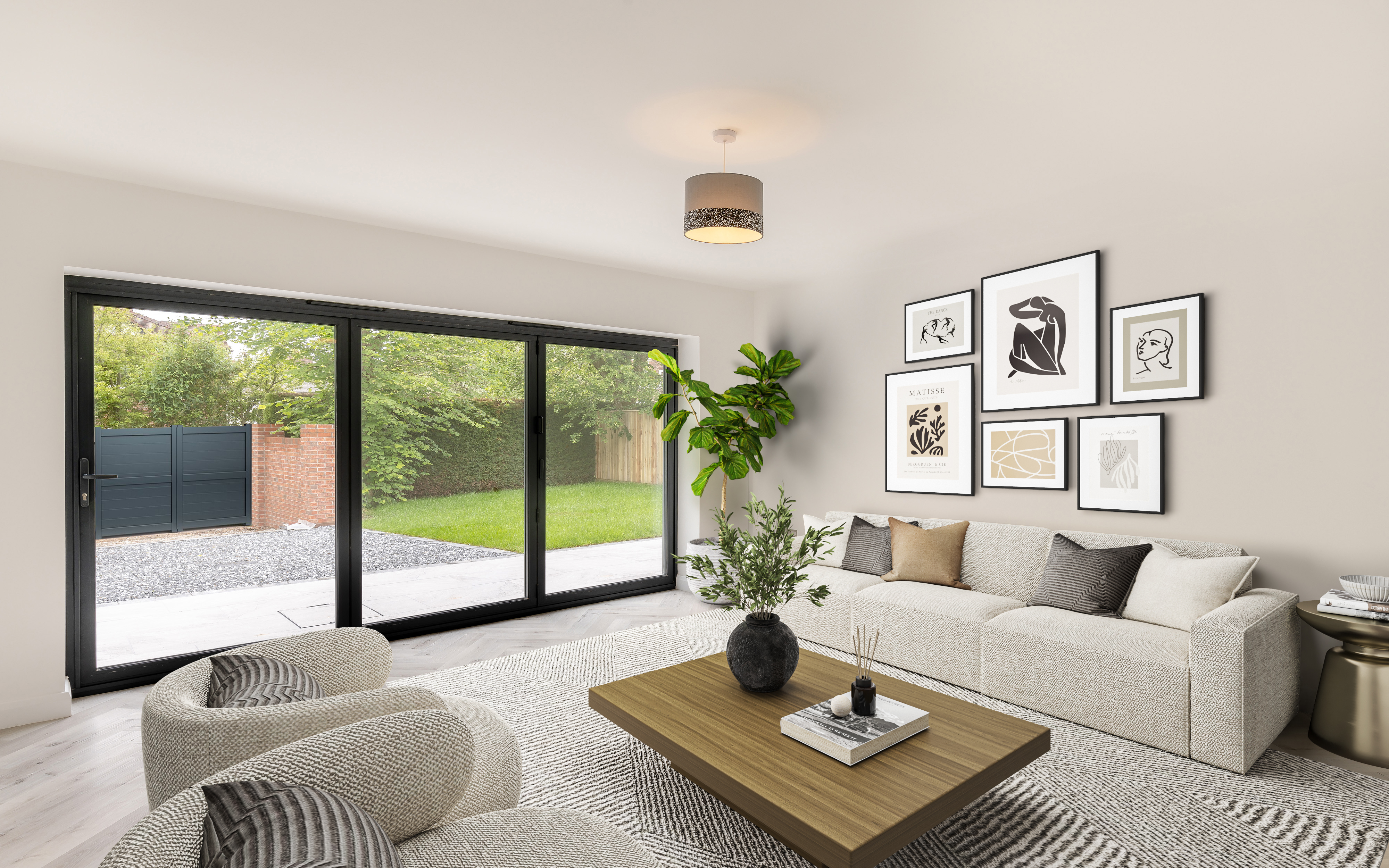 Empty room compared with a virtually staged version showing how furniture helps buyers understand room size and layout.