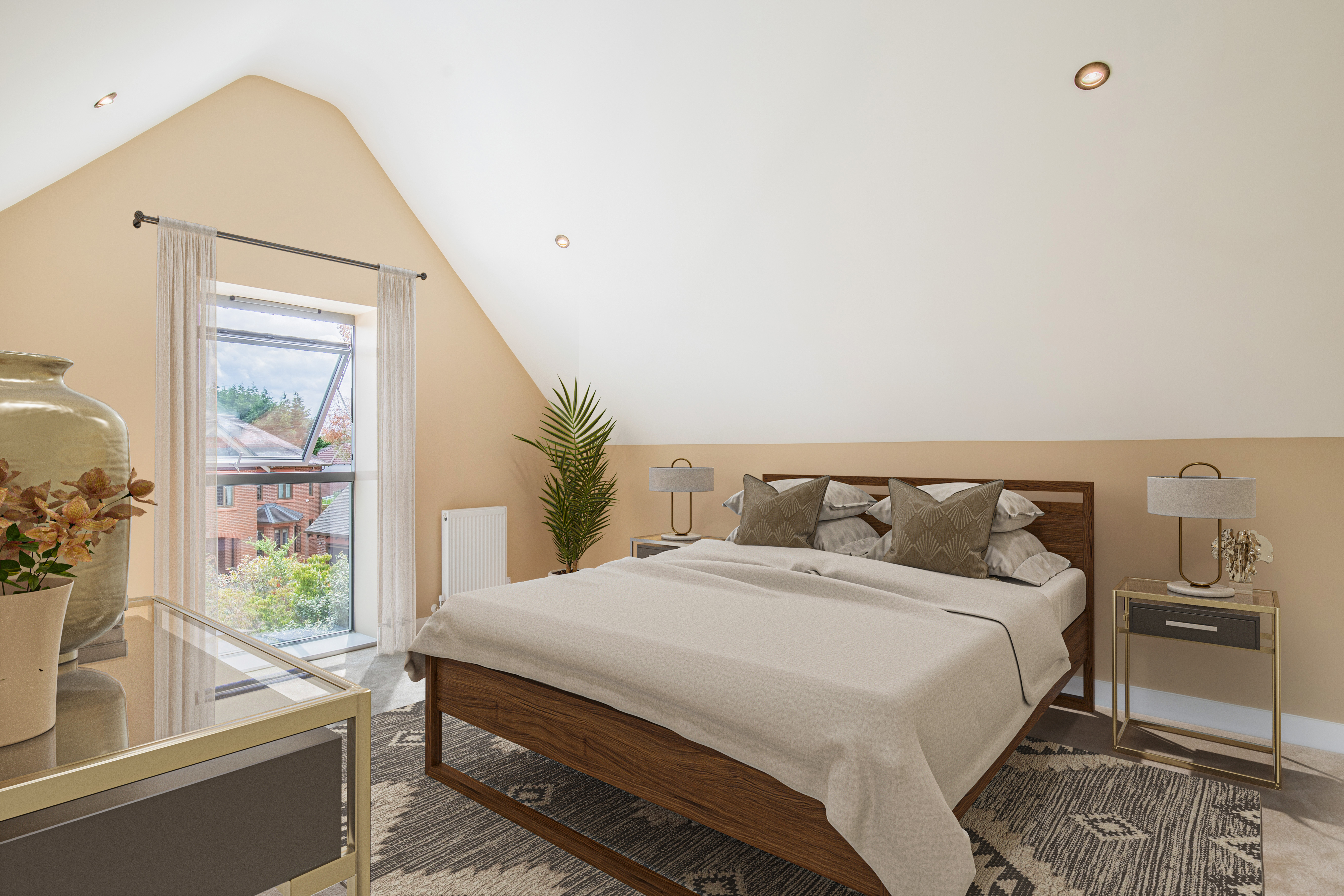 Virtually staged property showing the transformation of an empty room into a stylish, buyer-ready living space.